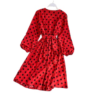 <span class=keywords><strong>Robe</strong></span> midi à <span class=keywords><strong>pois</strong></span> de style coréen pour femmes, avec ceintures tendance, <span class=keywords><strong>robe</strong></span> élégante vintage à manches longues, <span class=keywords><strong>robe</strong></span> verte pour femmes - Product Image 2