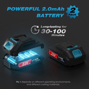 Mini tronçonneuse, tronçonneuse électrique sans fil de <span class=keywords><strong>6</strong></span> pouces, petite tronçonneuse portative à main avec 2 batteries pour la coupe du bois, cour - Product Image 4