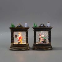Lanterne boule à neige LED horloge antique or noir, boule de neige scintillante tourbillonnante pour décoration de Noël à la maison