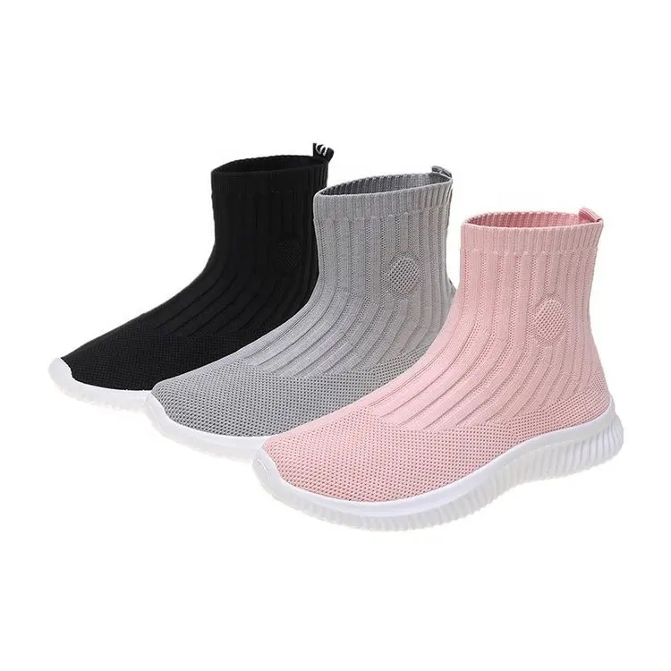 2020 Autumn Winter Flying Knit Elastic Boots Flat Bottom Comfortable Women Stockings Boot Girls Casual Shoes