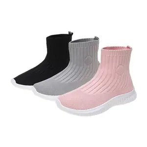 2020 autunno inverno scarpe elastiche in maglia <span class=keywords><strong>a</strong></span> fondo piatto comode calze da donna scarpe Casual per ragazze - Product Image 1