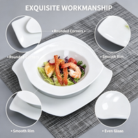 Assiettes en porcelaine à bords carrés, assiette à dîner 10,5 pouces, assiette à dessert 8 pouces, assiette à soupe 9 pouces, écologiques, contemporaines, pour restaurant et maison