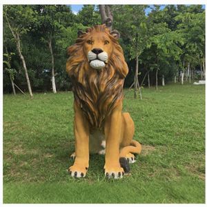 Gran exterior FRP León escultura realista todo clima Animal resina adornos duraderos estatuas para jardín parque zoológico césped Decoración - Product Image 1