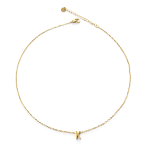 Collier pendentif en acier inoxydable 316L plaqué or PVD, breloque lettre initiale K, bijoux tendance - Product Image 2