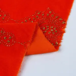 Teint orange kain beludru paillettes velours tissu textiles italie pour robe de mariée
