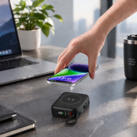 OEM Benutzerdefiniertes Logo 10000mAh Tragbares Ladegerät 22,5W Schnellladung Eingebautes Kabel Kabellose Powerbank LCD-Display für Mobiltelefone