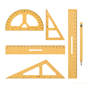 Juego de Matemáticas de Madera Maciza, Compás, Triángulos, Juego de Enseñanza para el Aula, Demostración, Grandes Herramientas de Enseñanza Geométrica, Regla - Product Image 1