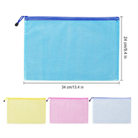 Pochette à fermeture éclair en maille sac de documents dossiers à fermeture éclair en plastique dossier de taille A4 sac de rangement de documents en papier d'examen fournitures scolaires