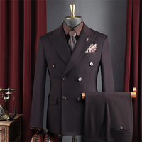 Blazer de costume homme slim croisé élégant décontracté pour l'automne, en tissu polyester/coton anti-plis de haute qualité