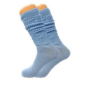 Chaussettes en coton pour femmes DB, motif floral bleu clair, longueur mi-mollet, taille unique, convient aux pointures 5 à 10, usage quotidien - Product Image 3