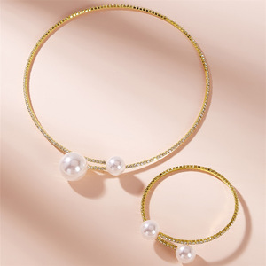 Pulsera de Moda con Perlas Blancas Brillantes, Ajustable, Collar Abierto, Joyería, Pulseras y Brazaletes - Product Image 2
