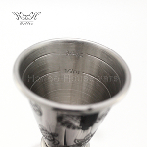 Tiki Etching 1/2oz Bar Jigger Acero inoxidable Bartender Cóctel Taza medidora <span class=keywords><strong>Whisky</strong></span> Measure Jigger japonés de doble cara - Product Image 4