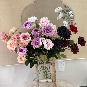 Arreglo Floral Artificial de 3 Cabezas de Rosa Manta <span class=keywords><strong>para</strong></span> Boda, de Alta Gama, con Relieve, <span class=keywords><strong>para</strong></span> Decoración de Caminos - Product Image 1