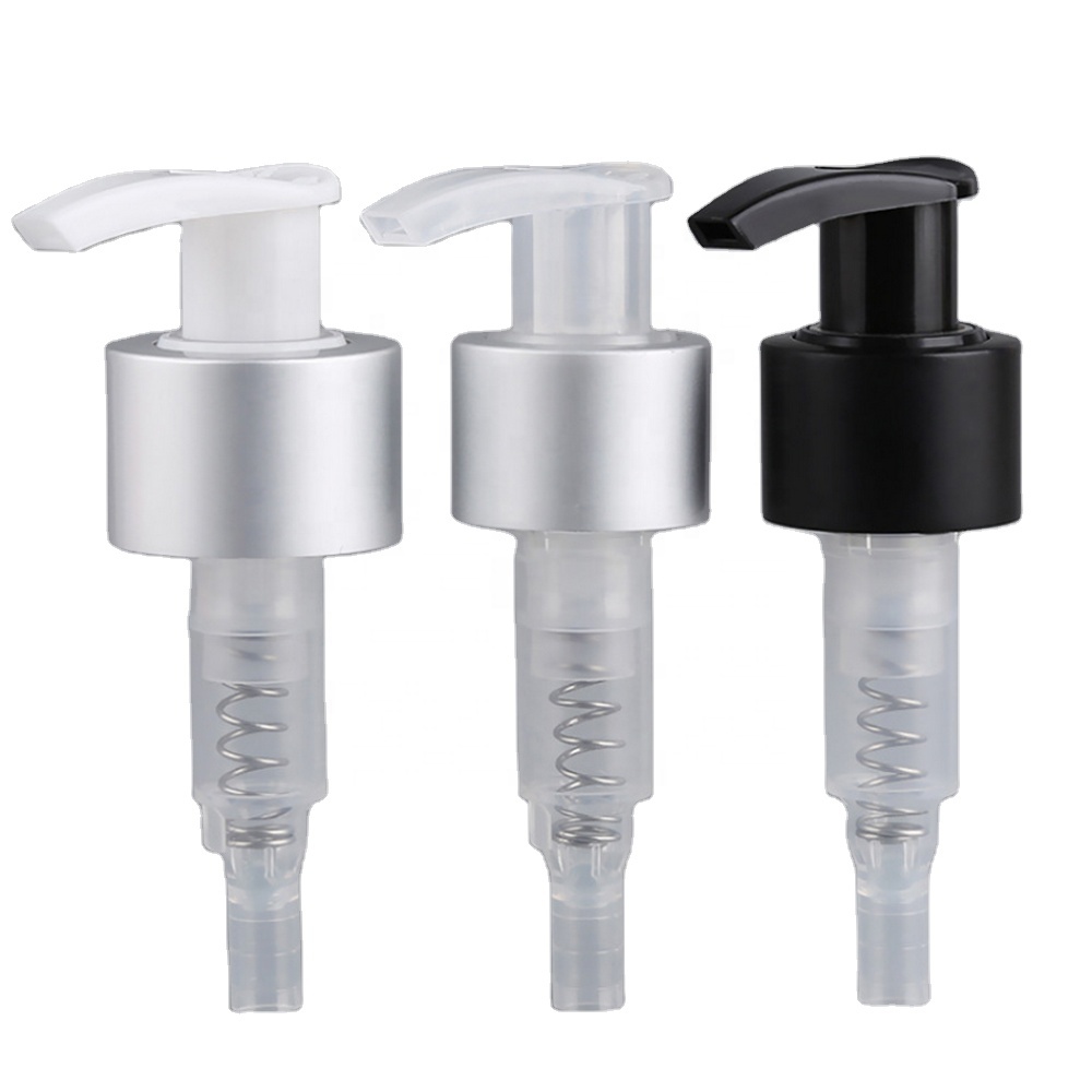 Роскошный Алюминиевый серебристый насос для лосьона 28410 матовый насос для лосьона черный диспенсер для бутылки для шампуня
