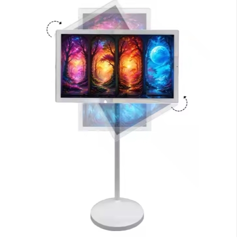 27 Inch Vertical Display Built-in Battery Mobile Portable High Quality Smart Monitor Tvs With Stand on Wheels
