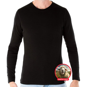 CELINNE Sous-vêtement à col rond pour homme 100% laine mérinos, couche de base mi-épaisse à manches longues - Product Image 1