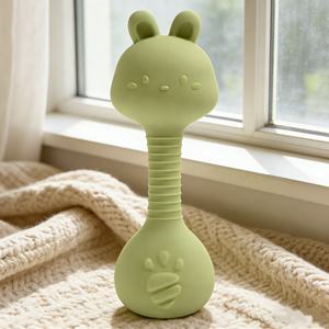 Anneaux de dentition en silicone sans BPA <span class=keywords><strong>pour</strong></span> bébés, hochets sonores doux, à mâcher, motif animal, outil apaisant <span class=keywords><strong>pour</strong></span> la santé <span class=keywords><strong>dentaire</strong></span> des tout-petits - Product Image 2