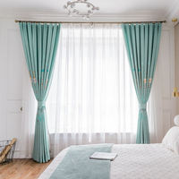 Innermor Home Decor Rideaux brodés bleus prêts à l'emploi pour fenêtre de chambre d'enfant