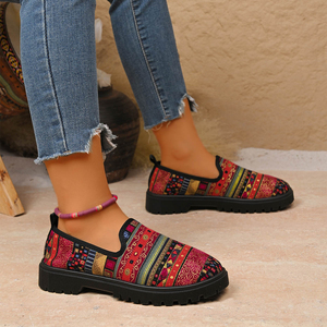 Femmes coloré toile <span class=keywords><strong>Espadrille</strong></span> sandales respirant printemps automne sandales plates bohème motif Animal bout ouvert plage appartements - Product Image 3