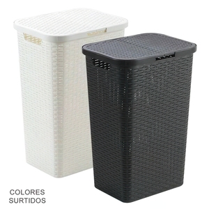 Cesto per Bucato in Resina con Coperchio, 80 Litri, Colori Assortiti - Product Image 1