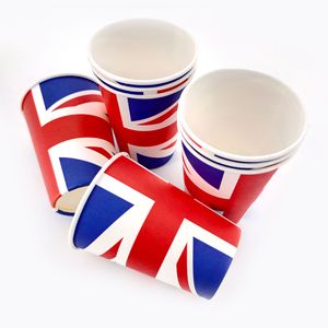 Gobelets en papier jetables avec motif Union Jack chinois et drapeau national, épais et de haute qualité, pour les fêtes et l'usage domestique. - Product Image 1