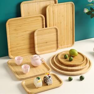 Nachhaltige Bambus schale zum trockenen Einweichen Runde Pizza Tablett Grill platte Holz gebäck Tablett Quadratische Tasse Tablett Tee Tablett Obst tablett - Product Image 1