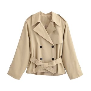 TAOP&ZA Nouvelle Collection Printemps 2026 – Veste Courte Décontractée pour Femme avec Épaulettes Rembourrées, Manches Longues, Col Revers Tendance et <span class=keywords><strong>Ceinture</strong></span> 6318051 - Product Image 1