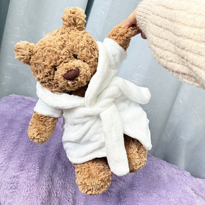 Set <span class=keywords><strong>Accappatoio</strong></span> e Cuffia da Doccia a Tema Orso Barcellona da 28cm e 38cm, Vestiti per Bambole Orsetto Teddy per JellyCatt - Product Image 3