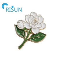 Épinglette en métal Gardenia émaillée, fabriquée en usine, fleur de jasmin philippine, épingles Philippines, broches, épinglette personnalisée Sampaguita