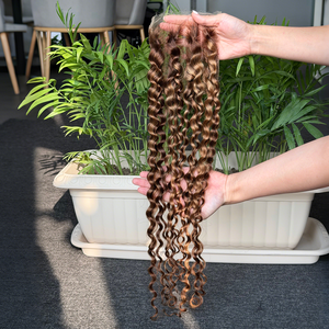 Cheveux vierges brésiliens 100% humains en gros, fermeture en dentelle HD 5x5, vague profonde, couleur piano - Product Image 2