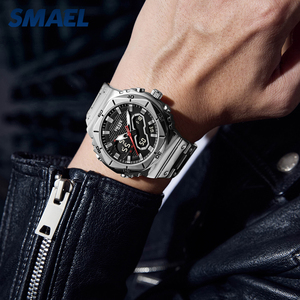 นาฬิกาข้อมือ SMAEL 6069 รุ่นหรูหรา จอแสดงผลคู่ สำหรับผู้ชาย สายสแตนเลส แบตเตอรี่แท้จากญี่ปุ่น กันน้ำ 30-50 เมตร ระบบควอตซ์ พร้อมฟังก์ชั่นนาฬิกาปลุก - Product Image 4