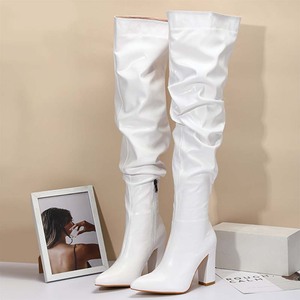 2025 <span class=keywords><strong>botas</strong></span> largas Otoño Invierno nuevo diseño de arrugas de moda tacón <span class=keywords><strong>grueso</strong></span> puntiagudo <span class=keywords><strong>botas</strong></span> por encima de la rodilla de gran tamaño <span class=keywords><strong>para</strong></span> <span class=keywords><strong>mujeres</strong></span> - Product Image 2