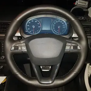 Funda de Volante Trenzada para Leon FR <span class=keywords><strong>Cupra</strong></span> <span class=keywords><strong>R</strong></span> Leon <span class=keywords><strong>ST</strong></span> <span class=keywords><strong>Cupra</strong></span> Leon <span class=keywords><strong>ST</strong></span> <span class=keywords><strong>Cupra</strong></span> Ateca <span class=keywords><strong>Cupra</strong></span> Ateca FR- Fabricada en Cuero Nappa - Product Image 4