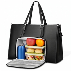 Sac à main pour ordinateur portable <span class=keywords><strong>Matein</strong></span> avec compartiment isotherme pour le déjeuner, 15,6 pouces, en cuir PU, sacoche pour ordinateur, sac de travail pour le bureau - Product Image 1