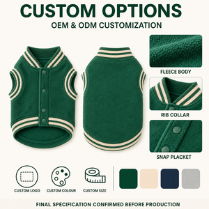 Combinaison de neige élégante pour chien, style baseball, avec bordure côtelée, sans manches, boutons-pression, pour pugs et chiens de petite race - Product Image 2