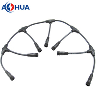 Conector de Cable Tipo T Impermeable IP68 de 3 Pines AOHUA M12, 5A 300V, Divisor de Energía Macho-Hembra para Letreros LED, Túneles y Exteriores