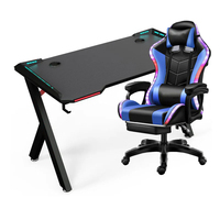 Table de jeu RGB, chaise et table de jeu pour PC, ensemble réglable avec éclairage LED, bureau de jeu pour ordinateur