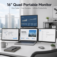 Moniteur portable pour ordinateur portable 16 pouces à LED quadruple, extension triple écran avec connexion Type-C à un seul câble, extensions d'écran pour ordinateur portable