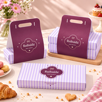 Boîte cadeau en papier personnalisée avec poignée détachable pour biscuits, macarons, bonbons, pâtisseries, desserts, emballage personnalisé avec logo