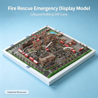 Modèle de démonstration moderne pour exercices de sauvetage incendie et intervention d'urgence, avec camions de pompiers pour bâtiments détruits, échelles blanches et ceinture verte, pour usage en appartement