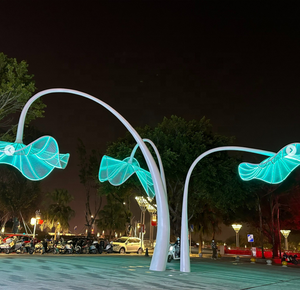 Escultura de Paisaje Grande con Luz LED de Flores de Acero Inoxidable Moderna Senzhao - Product Image 3