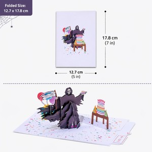 Pop Up Halloween Birthday Greeting Card Scary Grim Reaper Cake Party 3D Printed Paper Card Gift - Product Image 3