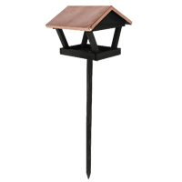 Mangeoire à oiseaux Esschert Design FB645 en bois de pin noir 100% FSC, sur poteau, station d'alimentation, vente en gros