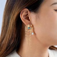 Pendientes de moda al por mayor ChuYao con dije de ojo, borlas, cristales y diamantes de imitación, chapados en oro, de aleación de zinc para mujer, joyería personalizada.