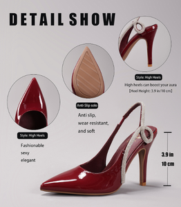 Damen-Sandalen mit Strass-Absatz, spitzer Zehenpartie, für Party, Abschlussball, Hochzeit, mit Riemen und Slingback, vielseitige Bankettschuhe - Product Image 5