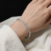 Gelang Tennis Berlian Laboratorium 5CT Potongan Bulat 3mm Empat Cakar Emas Putih Solid 18K 6.5 Inci Pembuatan Perhiasan Grosir Kustom