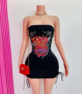 <span class=keywords><strong>Vestido</strong></span> <span class=keywords><strong>Corto</strong></span> de Verano a la Moda Y2K de Diseñador Retro con Estampado <span class=keywords><strong>Ajustado</strong></span> y Lazo Sexy para Fiestas y Clubes para Mujer - Product Image 6