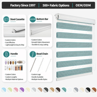 Stores à rouleaux manuels personnalisés Zebra à double couche filtrant la lumière, stores de fenêtre à levage libre, plusieurs couleurs, fourniture d'usine OEM ODM