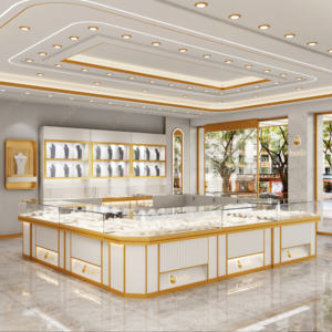 ร้านนาฬิกาสั่งทำระดับไฮเอนด์ โชว์เคสติดผนังโลหะสีทอง ออกแบบเฟอร์นิเจอร์ตู้โชว์เครื่องประดับ - Product Image 2