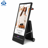 Pantalla de Señalización Digital Comercial Portátil ZDHQ con Soporte Rodante y Ruedas, Clasificación IP65, Control por Aplicación CMS Integrada para Interiores/Exteriores